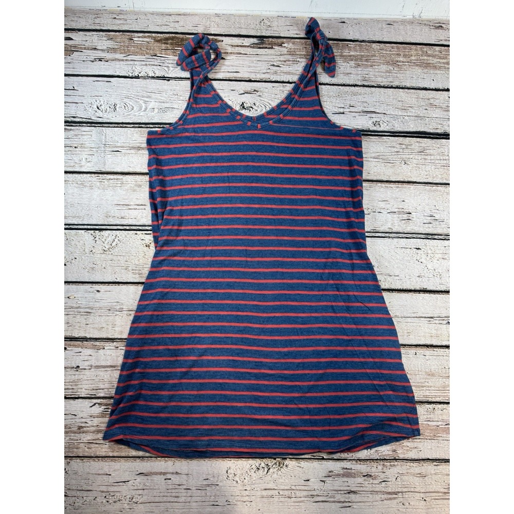 Faherty Dress Womens Small Blue Red Striped Sleeveless‎ Tie Straps Sundress